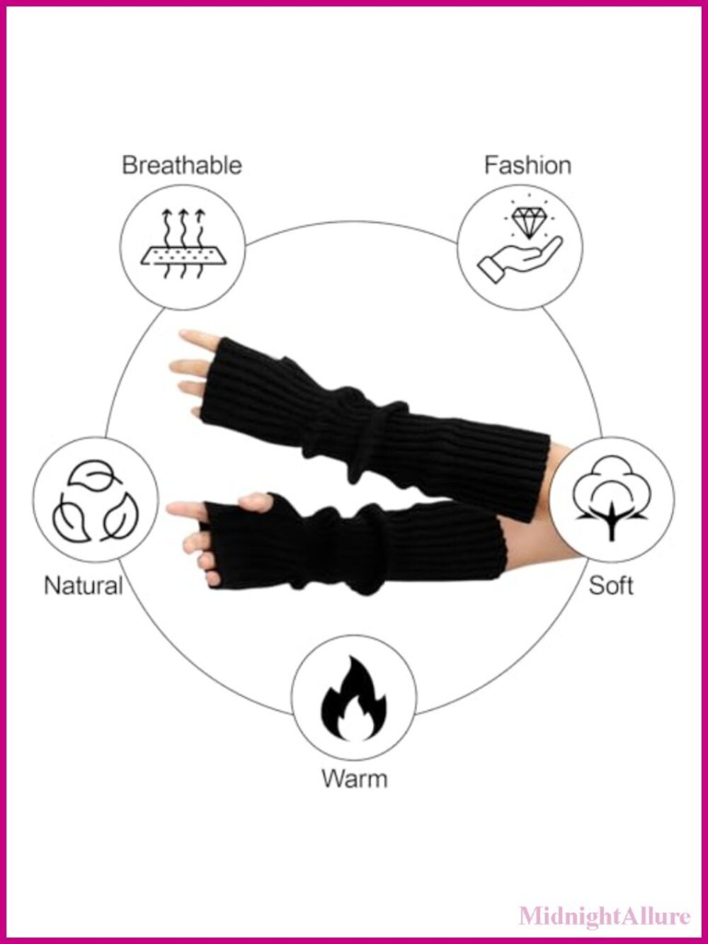 Cashmere Blend Long Fingerless Arm Warmers Knitted Sleeves - Picture 3 of 6